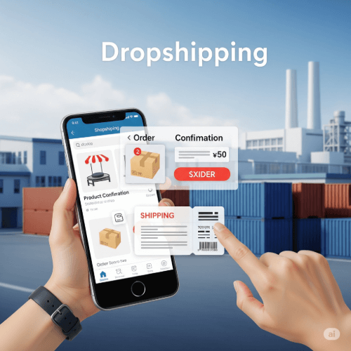 Dropshipping process where a supplier ships products directly to the customer.